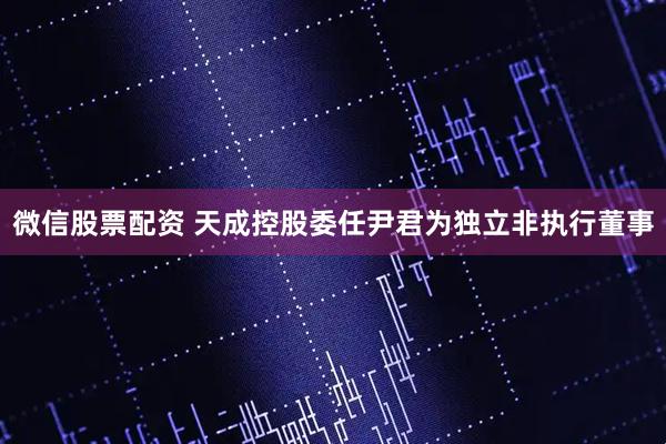 微信股票配资 天成控股委任尹君为独立非执行董事